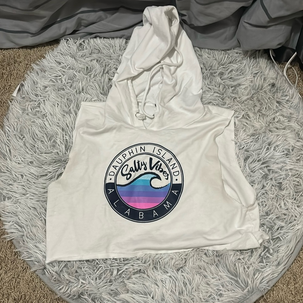 I am selling, a cropped tank with a hood.